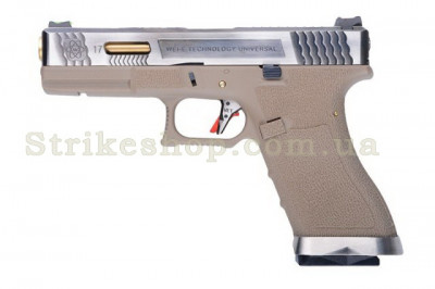Купити Страйкбольний пістолет Glock 17 Force pistol WE Metal Tan-Silver Green Gas в магазині Strikeshop