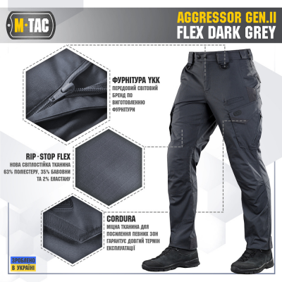 Штани M-Tac Aggressor Gen.II Flex Dark Grey Size 34/32