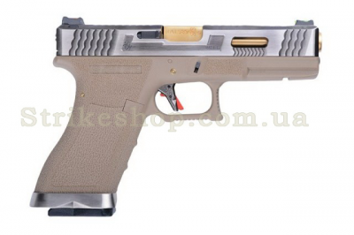 Купити Страйкбольний пістолет Glock 17 Force pistol WE Metal Tan-Silver Green Gas в магазині Strikeshop