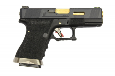 Купити Страйкбольний пістолет WE Glock 19 Custom (Black Slide and Gold Barrel) Black в магазині Strikeshop